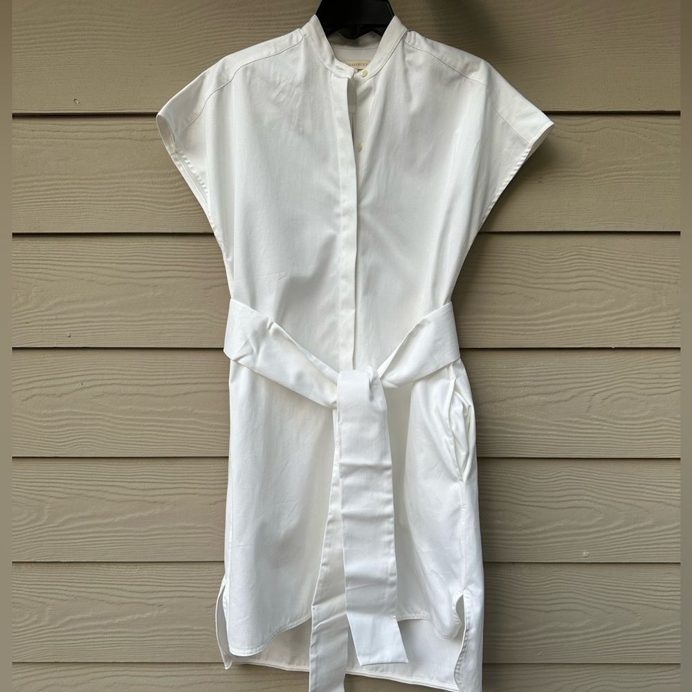 ANN MASHBURN White Belted Shirt Dress